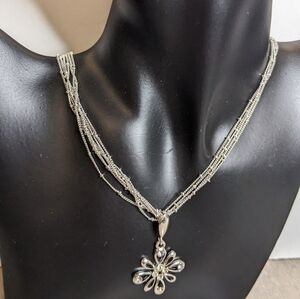 Swarovski Crystal Elements Silver Overlay Pendant Necklace‎